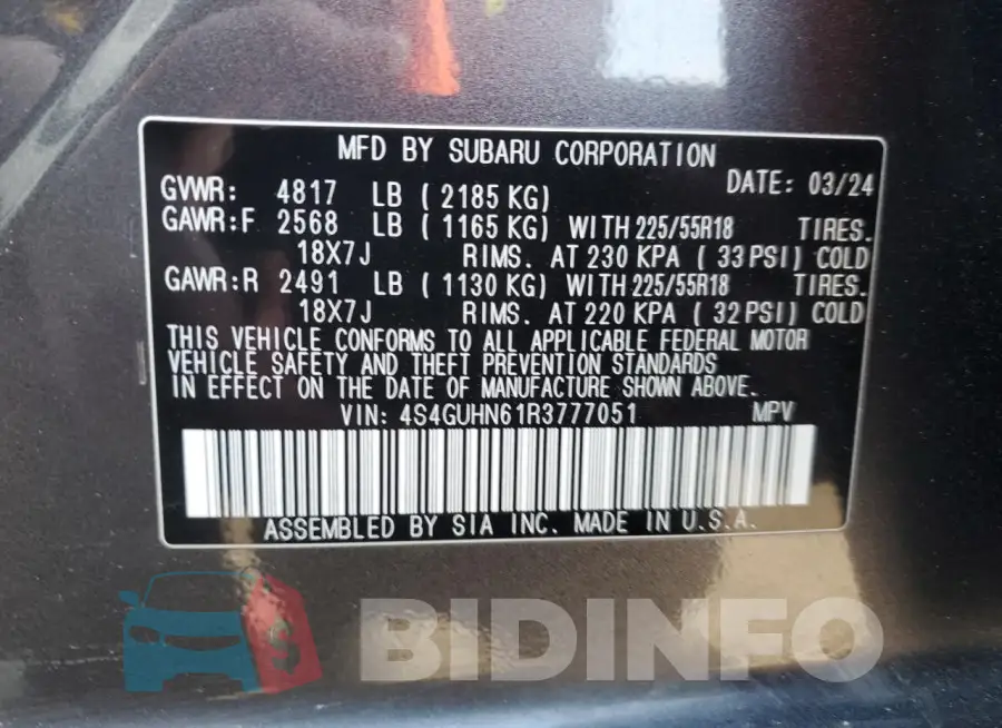 4S4GUHN61R3777051 Photo# 13