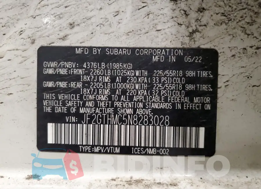 JF2GTHMC5N8283028 Photo# 14