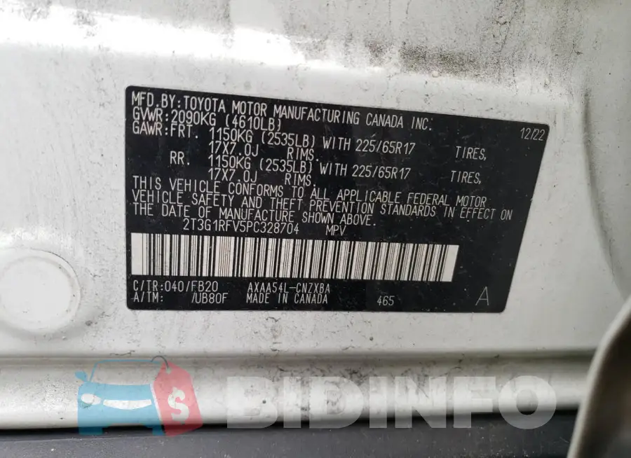 2T3G1RFV5PC328704 Photo# 13
