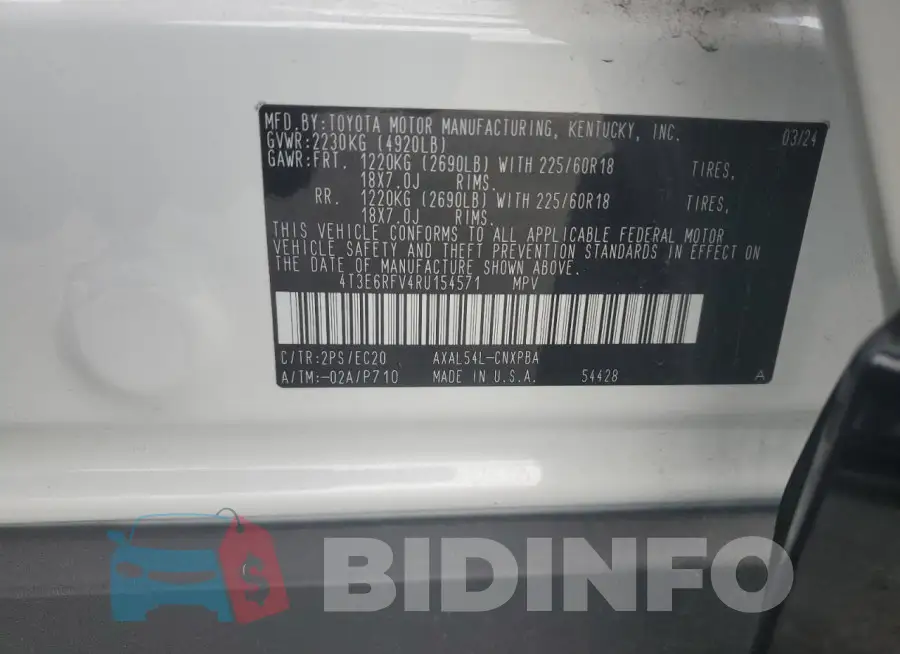 4T3E6RFV4RU154571 Photo# 14