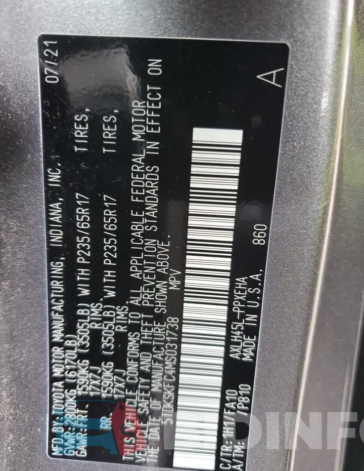 5TDKSKFC4MS031738 Photo# 13