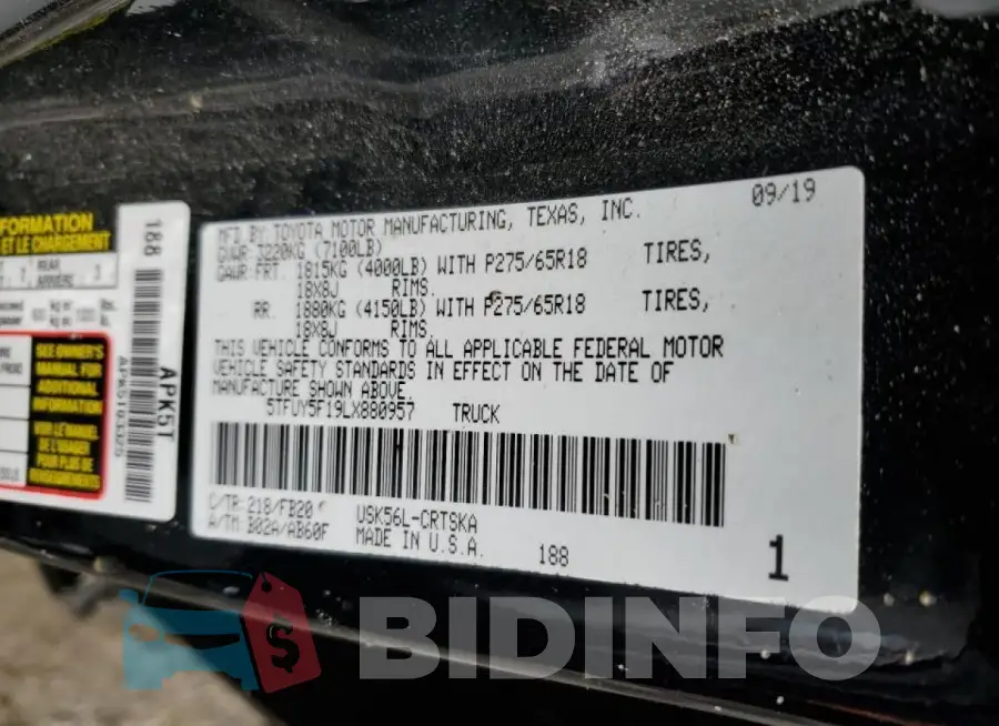 5TFUY5F19LX880957 Photo# 12