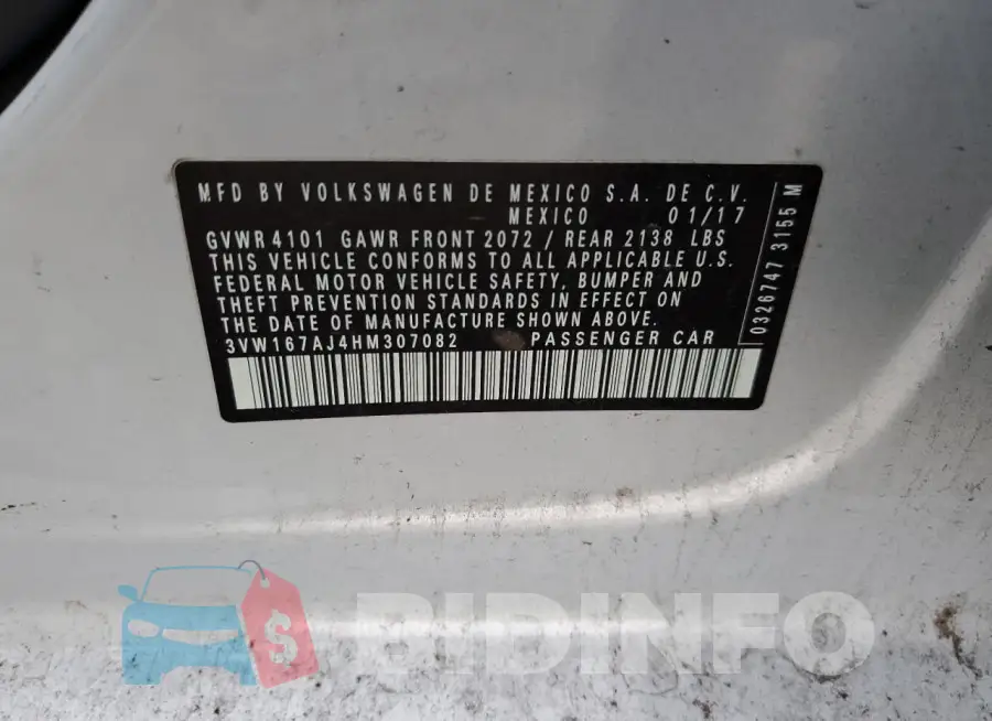 3VW167AJ4HM307082 Photo# 12