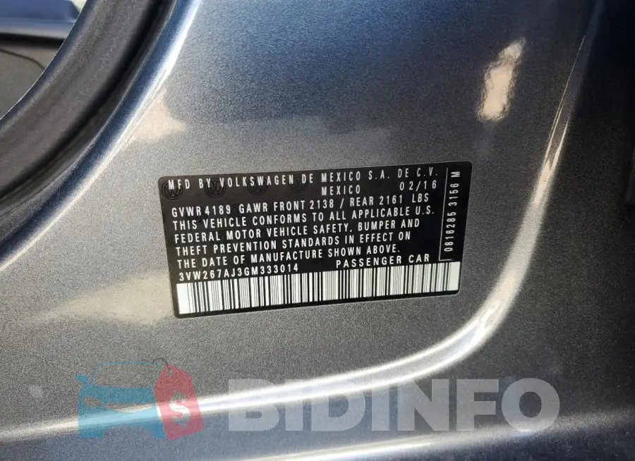 3VW267AJ3GM333014 Photo# 12