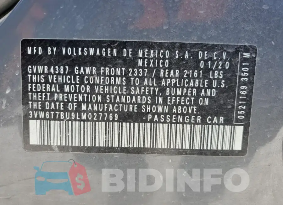 3VW6T7BU9LM027769 Photo# 12