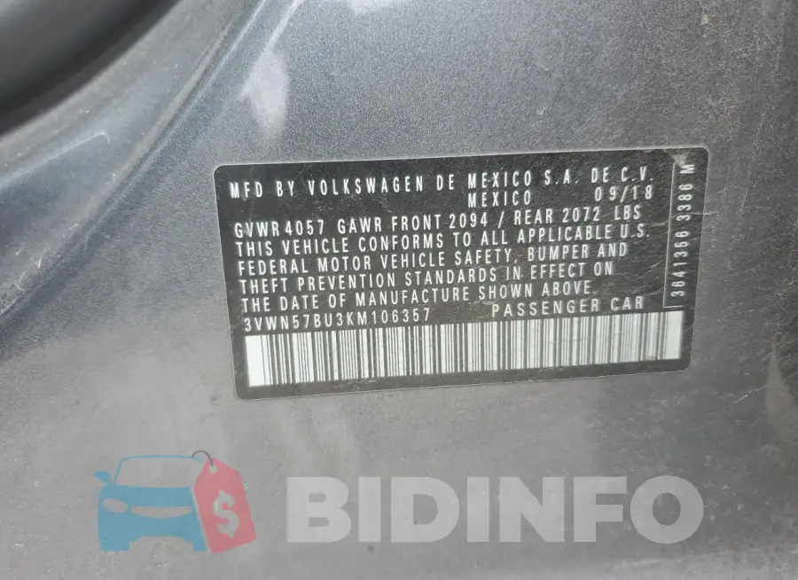 3VWN57BU3KM106357 Photo# 12