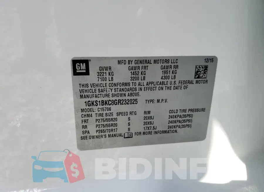 1GKS1BKC8GR232025 Photo# 13