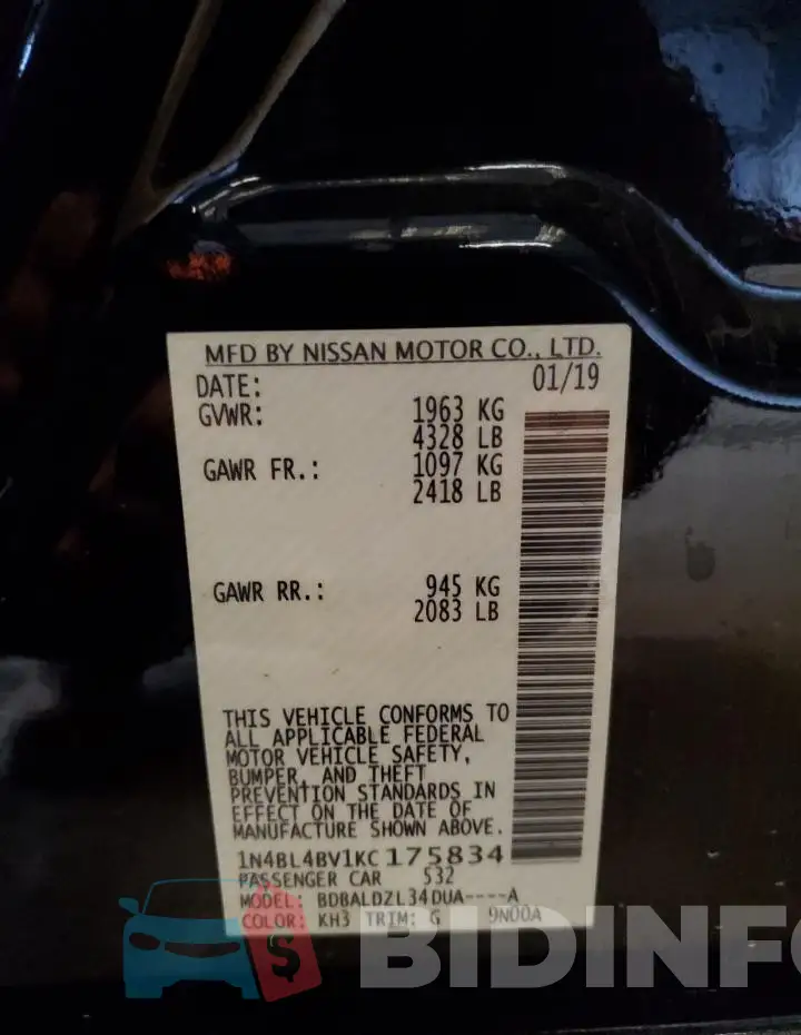1N4BL4BV1KC175834 Photo# 12