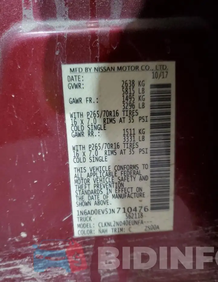 1N6AD0EV5JN710476 Photo# 12