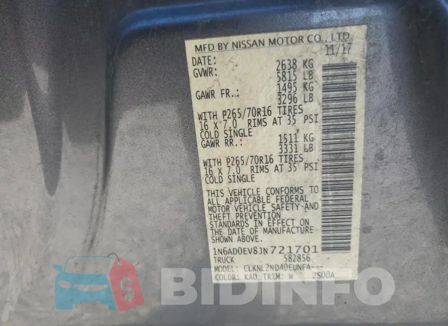 1N6AD0EV8JN721701 Photo# 12