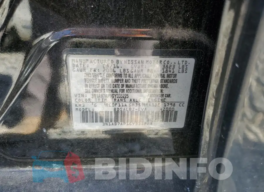 3N1AB7AP1GY335225 Photo# 12