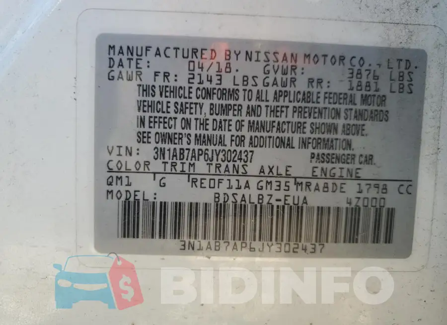3N1AB7AP6JY302437 Photo# 12