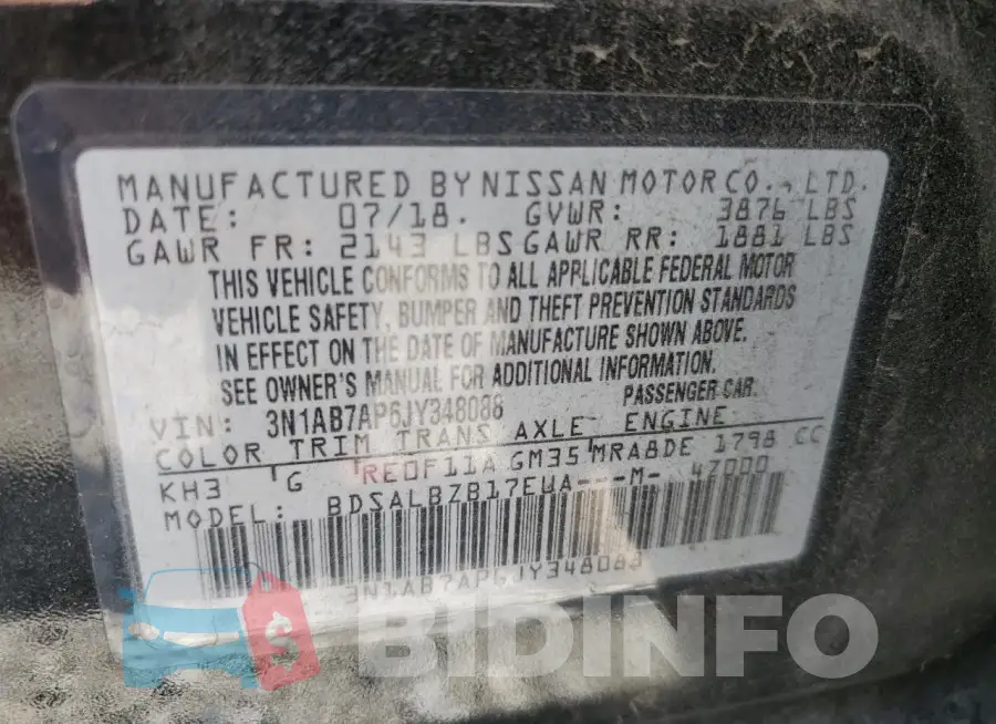 3N1AB7AP6JY348088 Photo# 13
