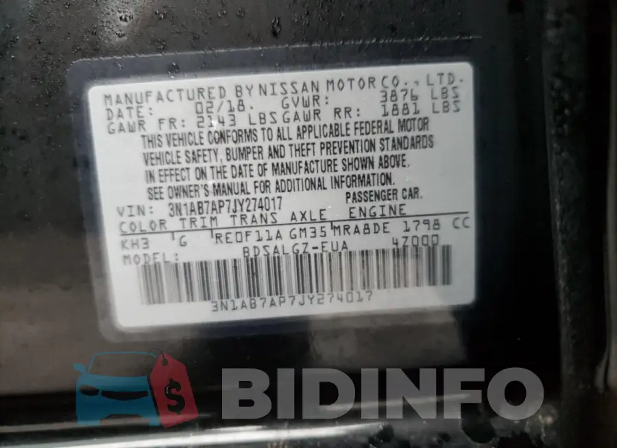 3N1AB7AP7JY274017 Photo# 12