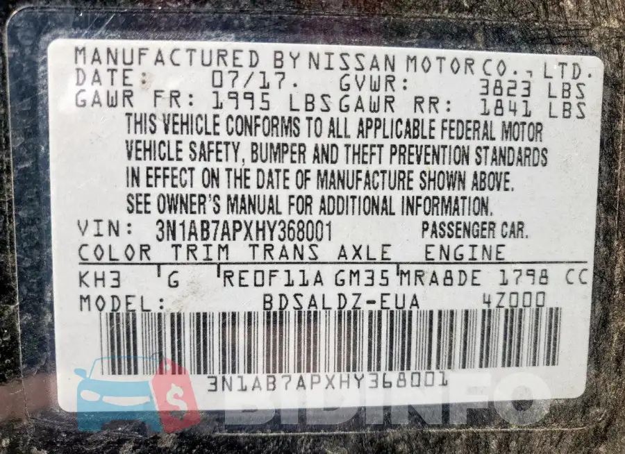 3N1AB7APXHY368001 Photo# 13