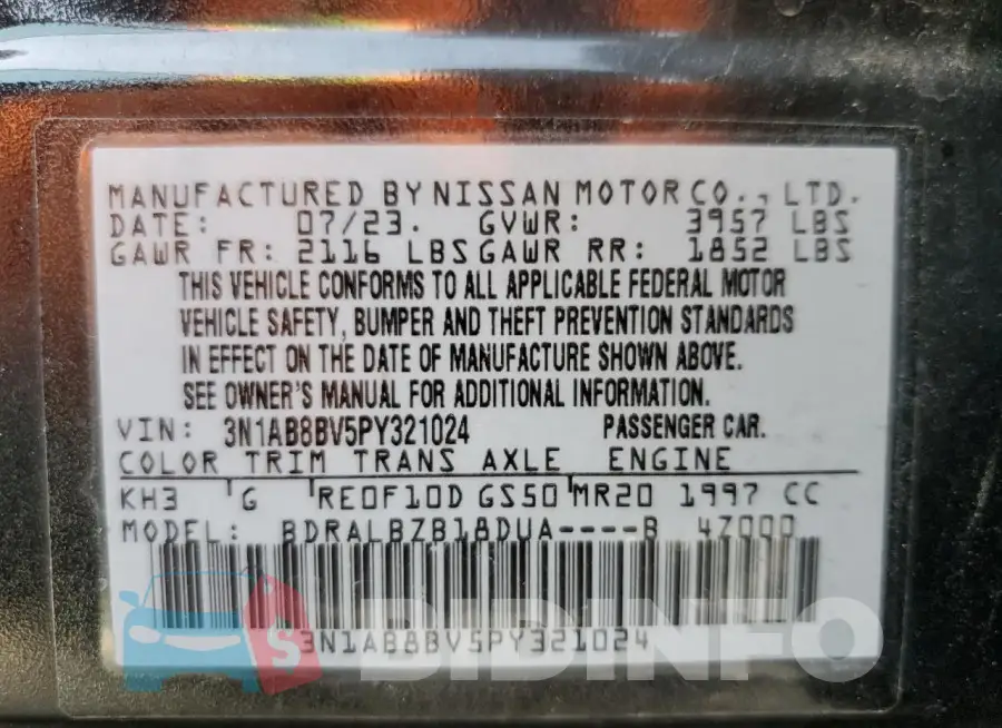 3N1AB8BV5PY321024 Photo# 13