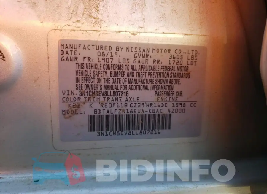 3N1CN8EV8LL807216 Photo# 12