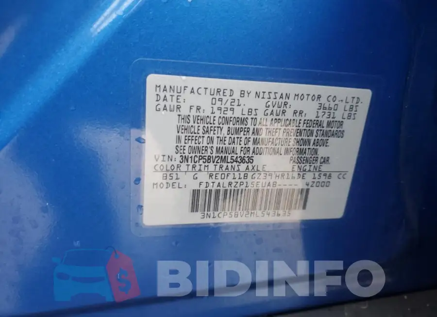 3N1CP5BV2ML543635 Photo# 13