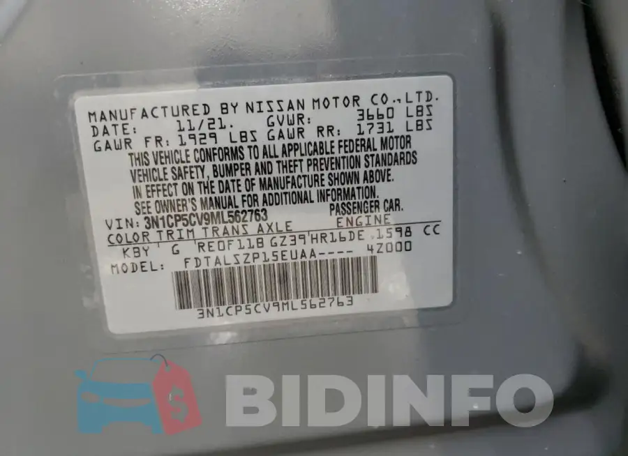 3N1CP5CV9ML562763 Photo# 13