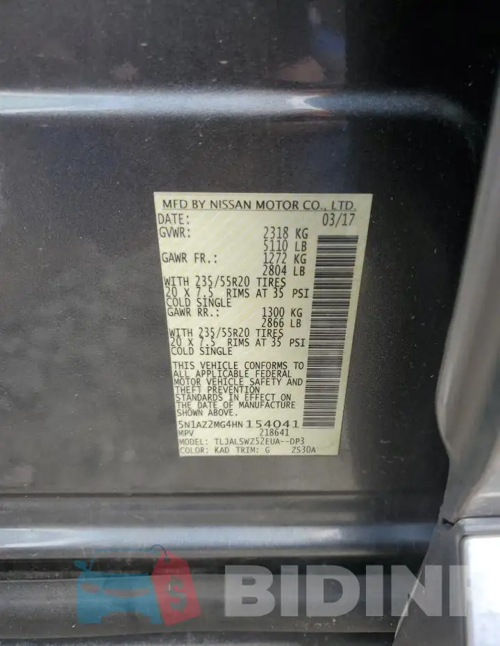 5N1AZ2MG4HN154041 Photo# 14
