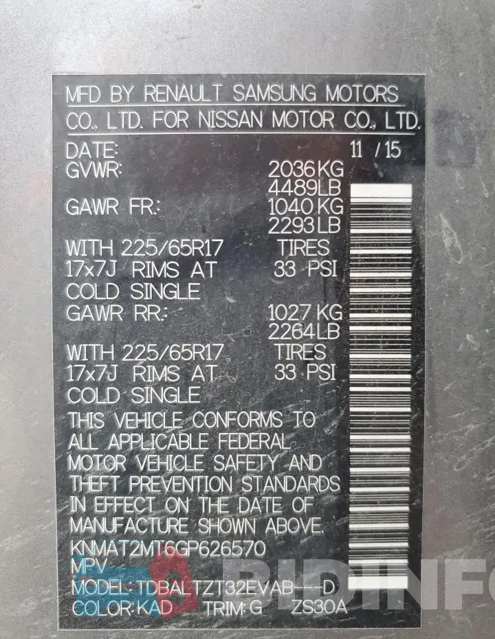 KNMAT2MT6GP626570 Photo# 14
