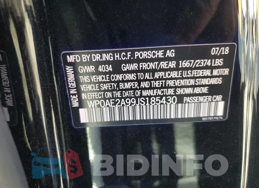 WP0AE2A99JS185430 Photo# 12