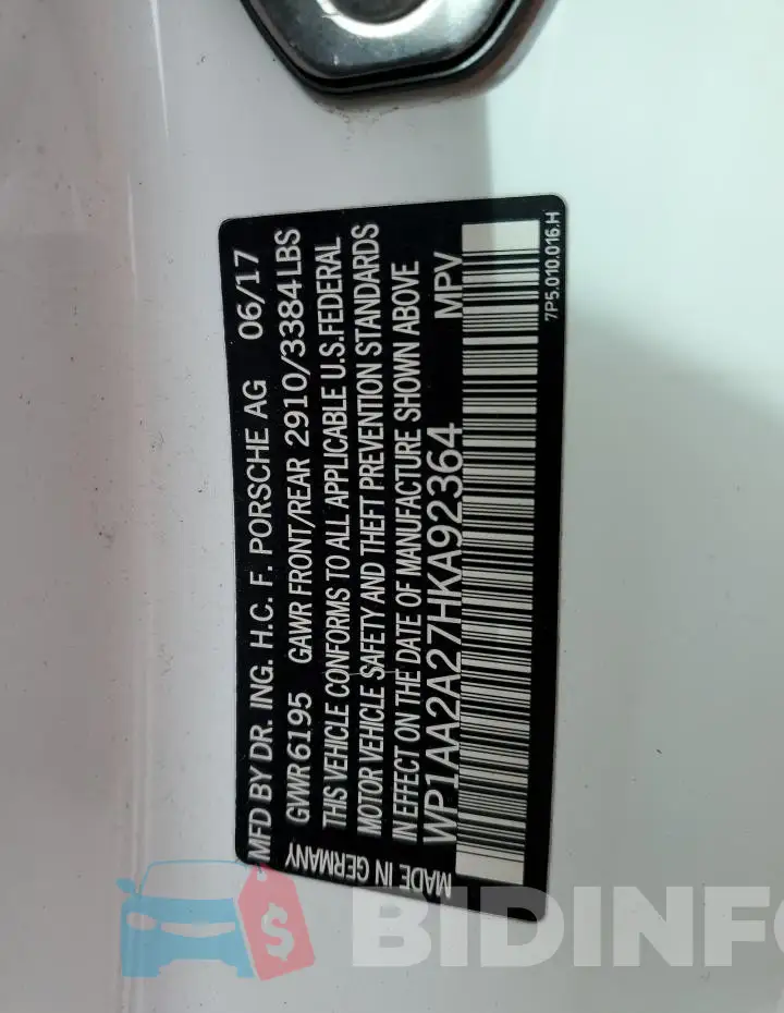 WP1AA2A27HKA92364 Photo# 13