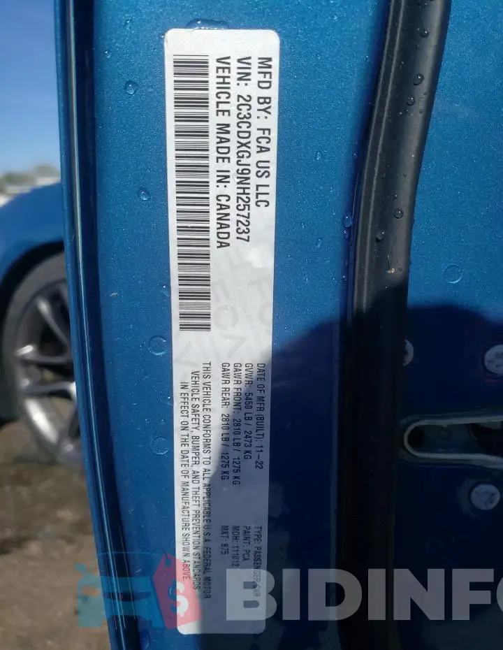2C3CDXGJ9NH257237 Photo# 12