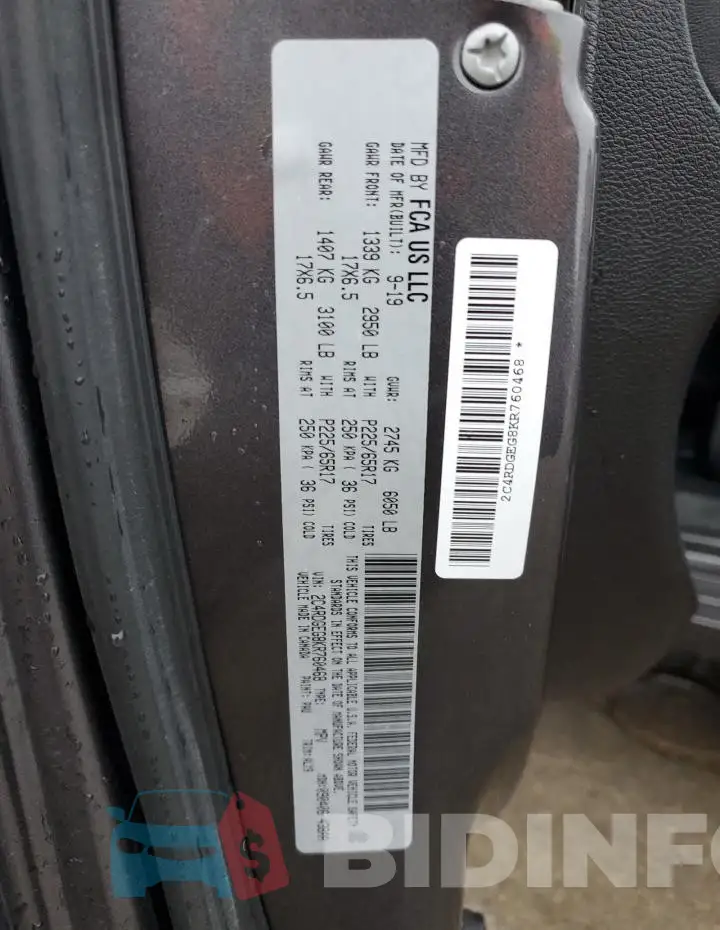 2C4RDGEG8KR760468 Photo# 13