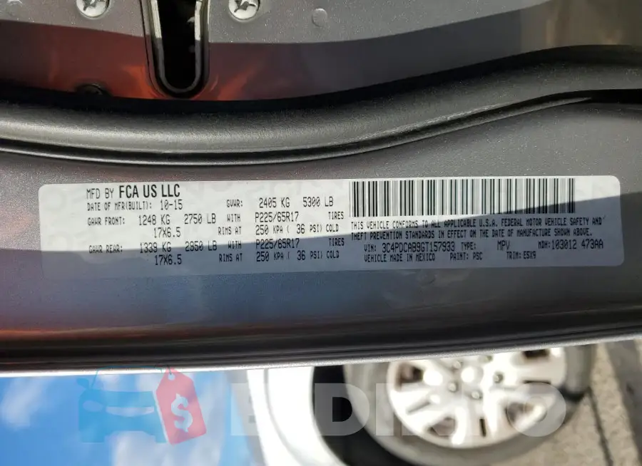 3C4PDCAB9GT157933 Photo# 13