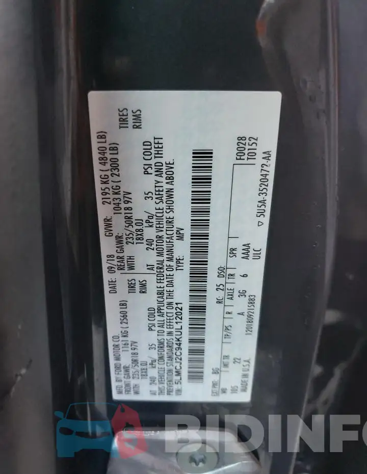 5LMCJ2C94KUL12021 Photo# 13