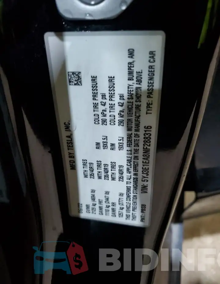 5YJ3E1EA8NF288316 Photo# 13