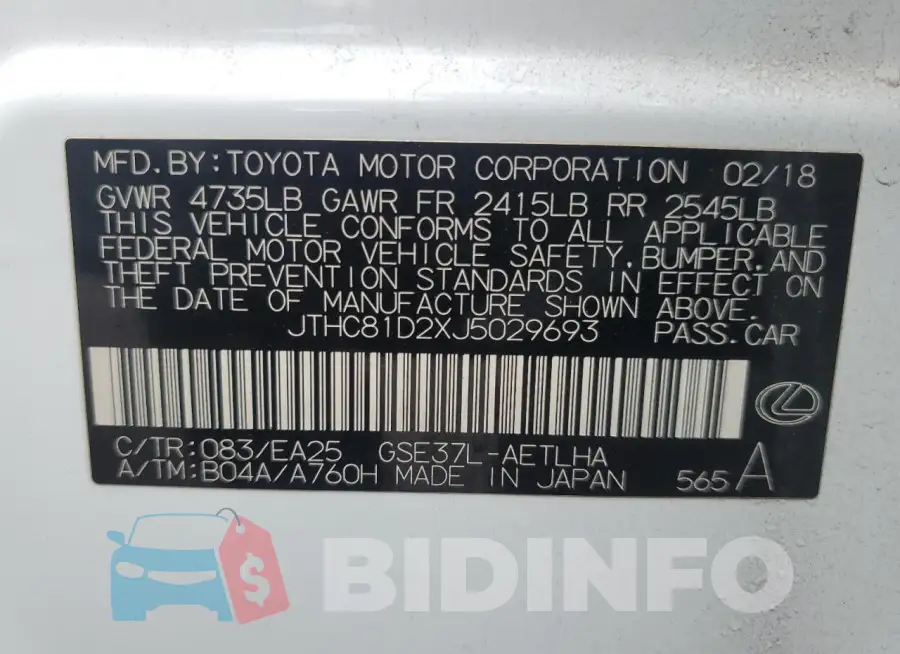 JTHC81D2XJ5029693 Photo# 12