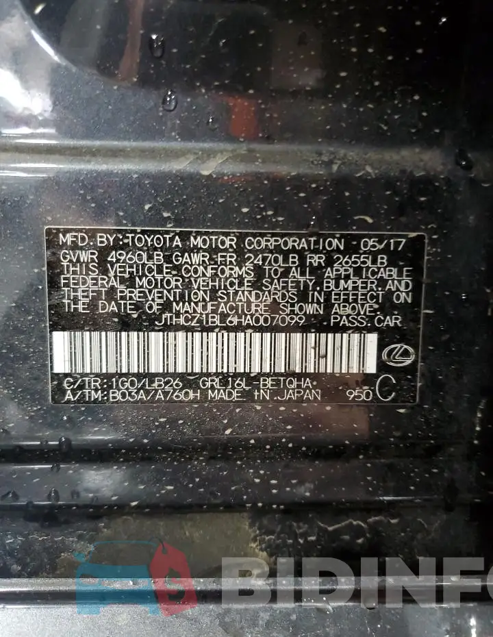 JTHCZ1BL6HA007099 Photo# 13
