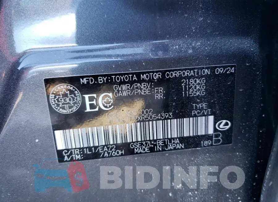 JTHG81F2XR5054393 Photo# 12