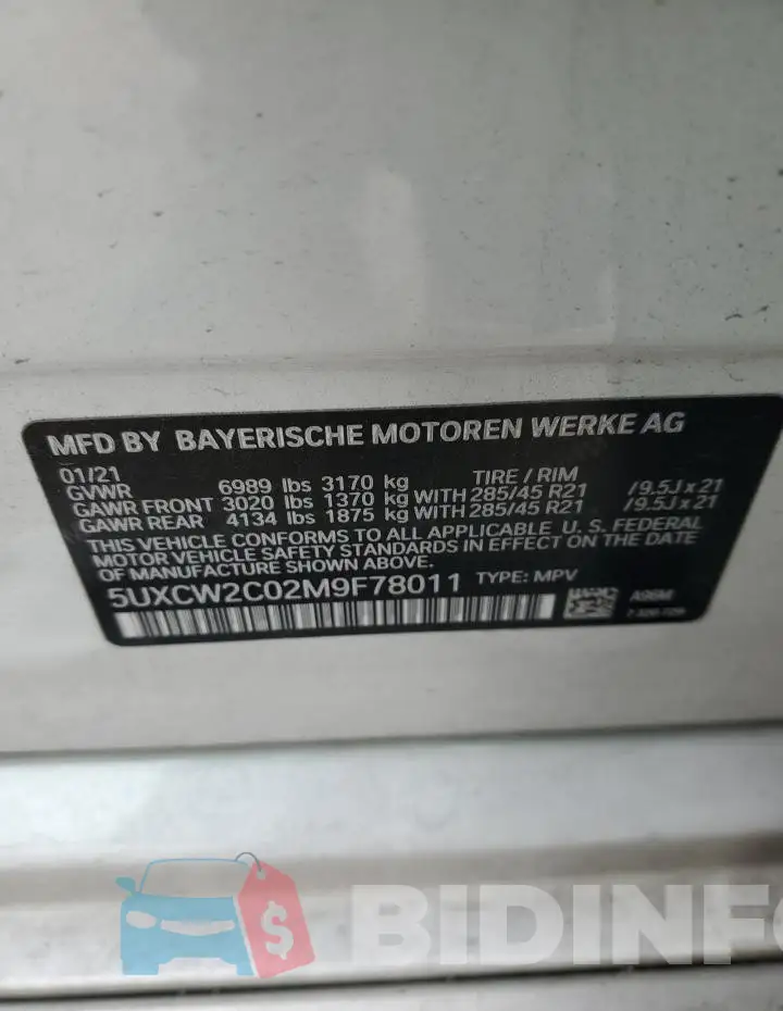 5UXCW2C02M9F78011 Photo# 13