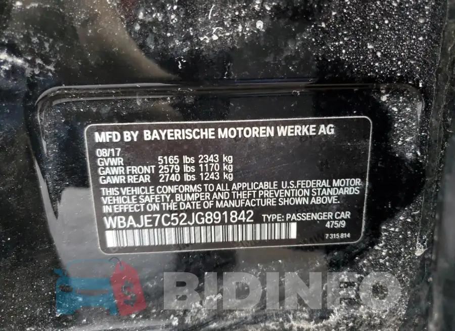 WBAJE7C52JG891842 Photo# 12