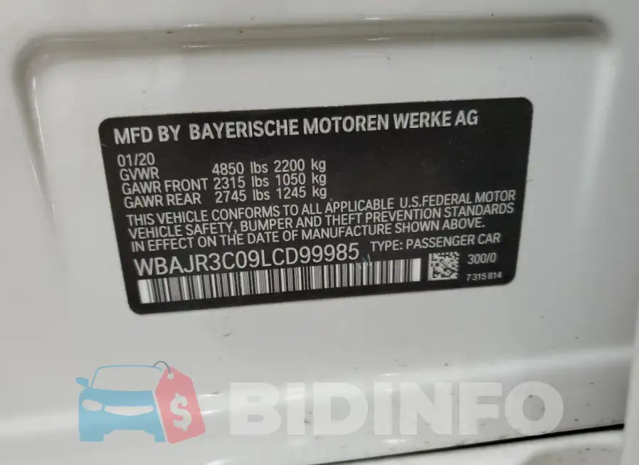 WBAJR3C09LCD99985 Photo# 13