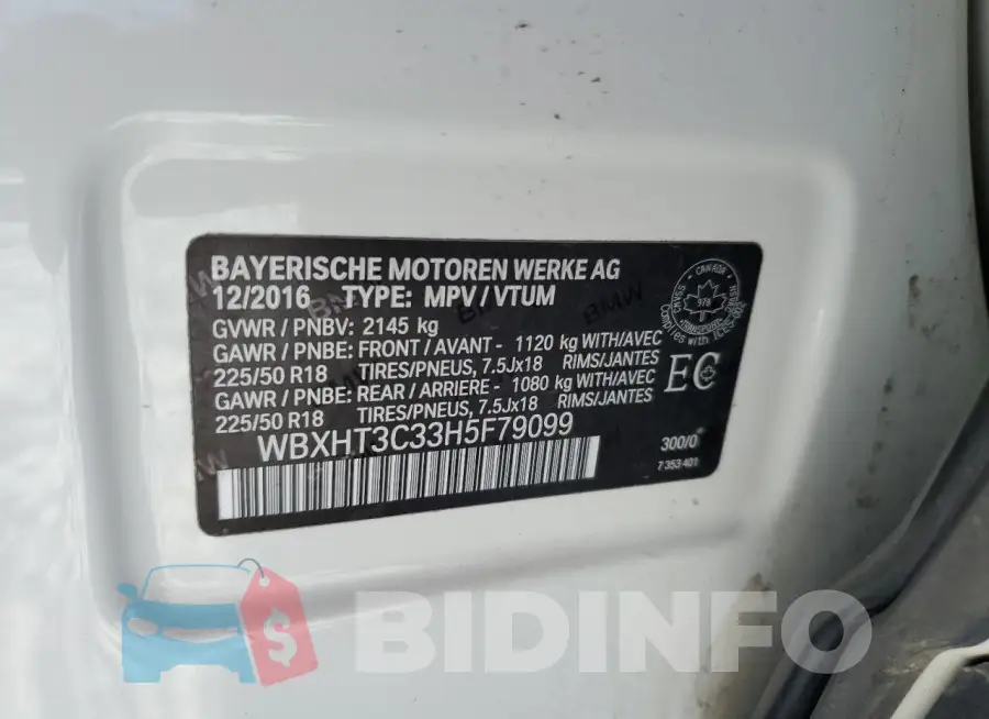 WBXHT3C33H5F79099 Photo# 12