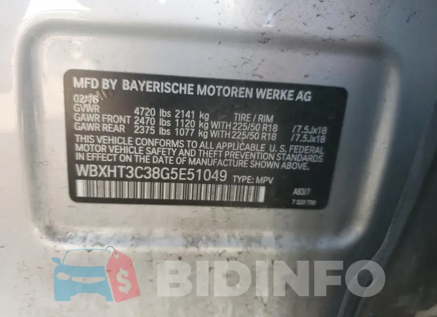 WBXHT3C38G5E51049 Photo# 14