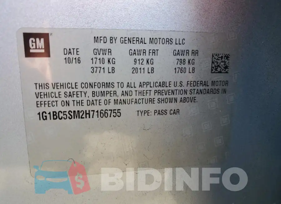 1G1BC5SM2H7166755 Photo# 12