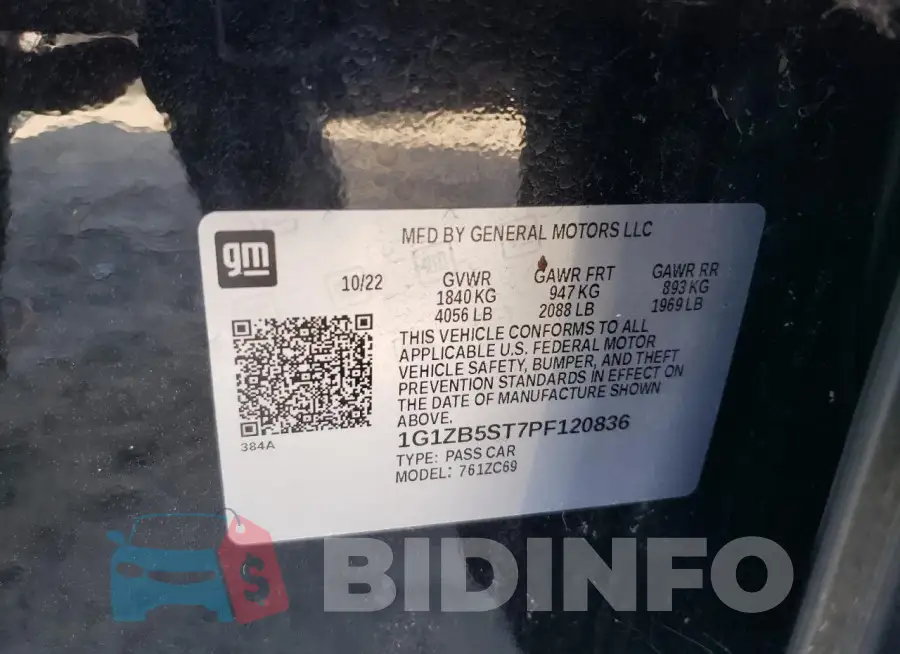 1G1ZB5ST7PF120836 Photo# 12