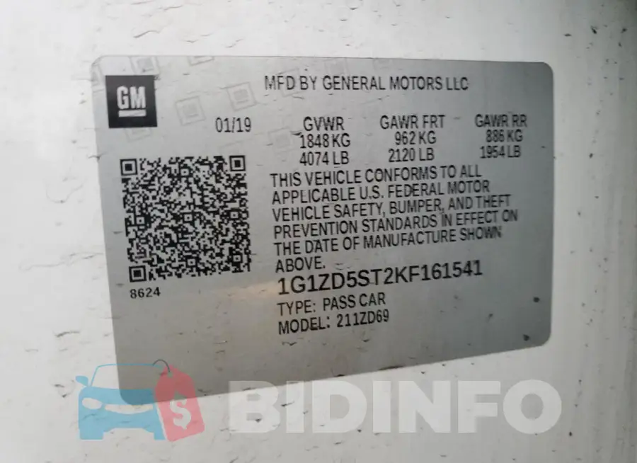 1G1ZD5ST2KF161541 Photo# 13