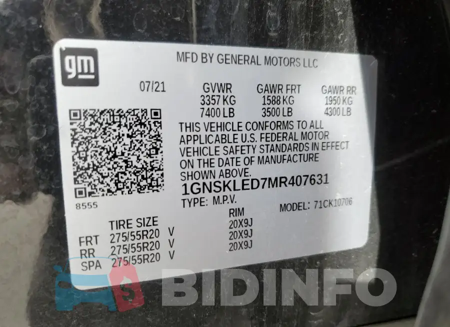 1GNSKLED7MR407631 Photo# 13