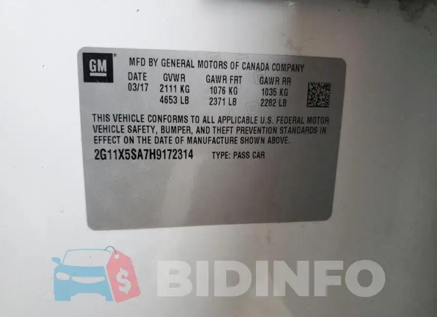 2G11X5SA7H9172314 Photo# 12