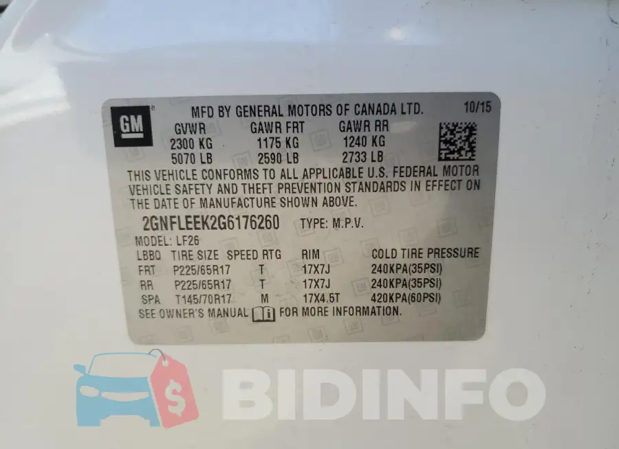 2GNFLEEK2G6176260 Photo# 13