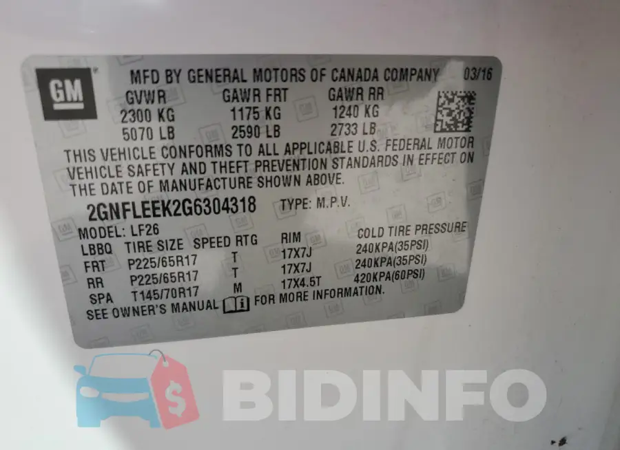 2GNFLEEK2G6304318 Photo# 12
