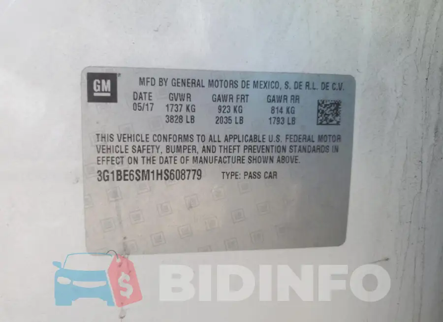 3G1BE6SM1HS608779 Photo# 12