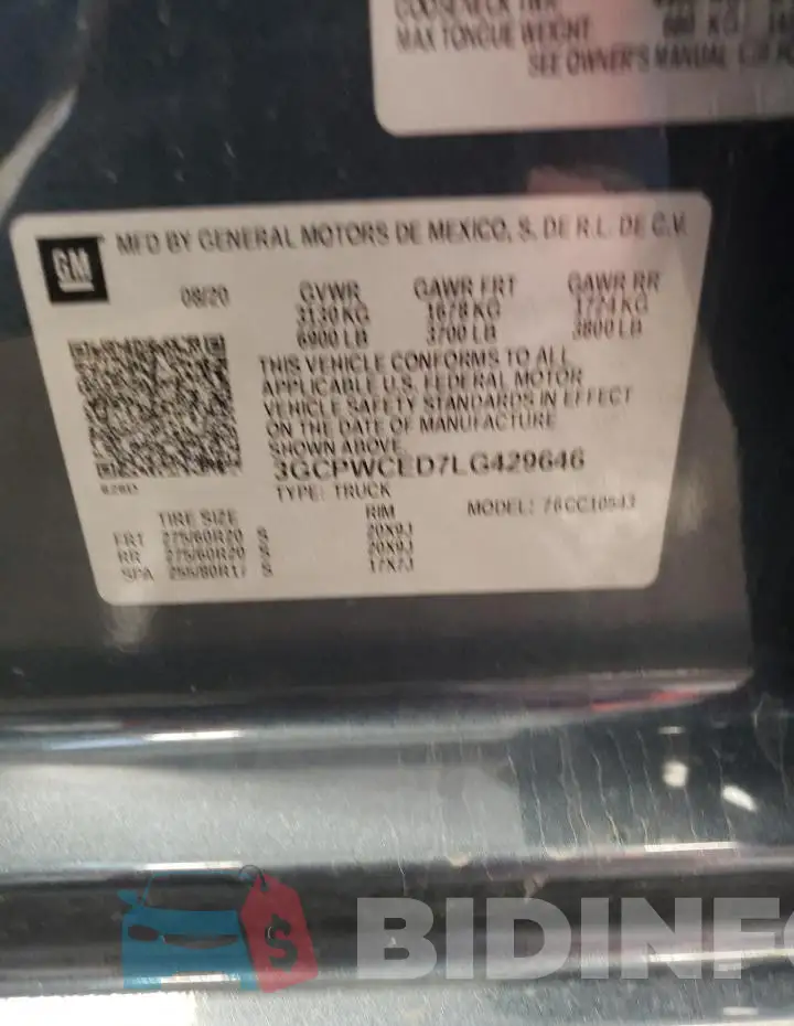 3GCPWCED7LG429646 Photo# 12
