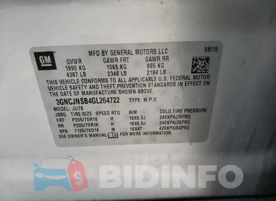 3GNCJNSB4GL264722 Photo# 13